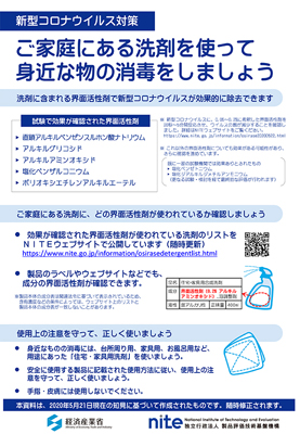 経済産業省、新型コロナウイルスに有効な界面活性剤を公表